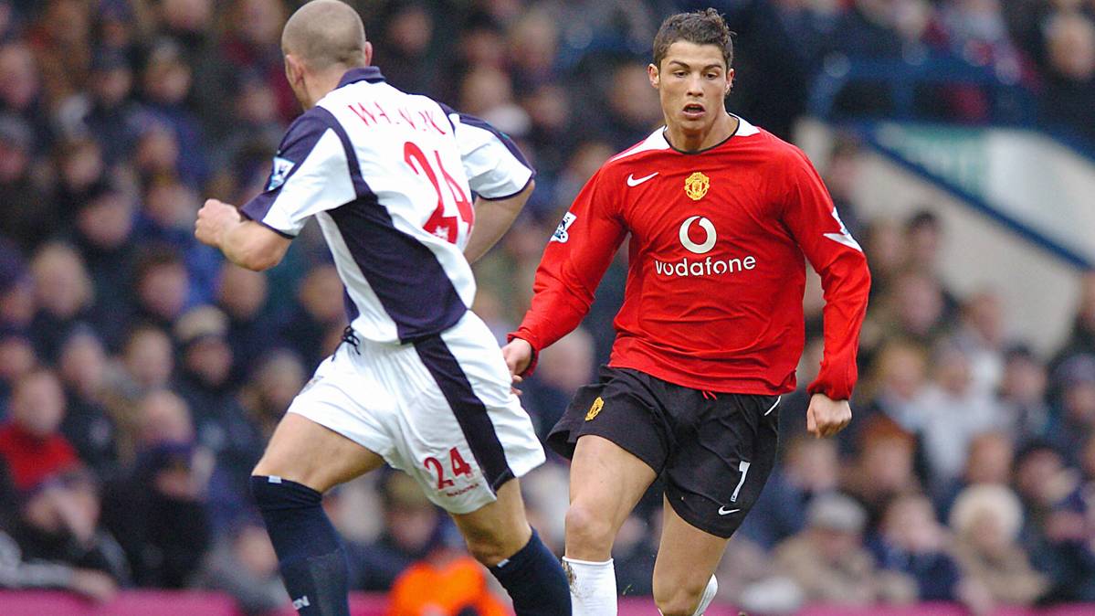 Cristiano Ronaldo, en un partido de 2005 con el Manchester United