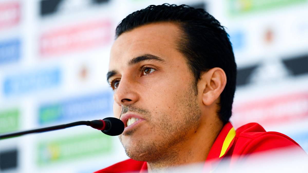 Pedro Rodríguez, in press conference with the Spanish selection