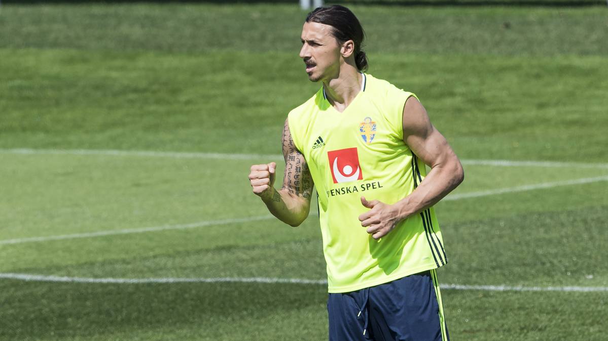 Zlatan Ibrahimovic, during a training with Sweden