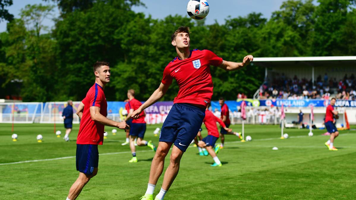 John Stones, during a training with England