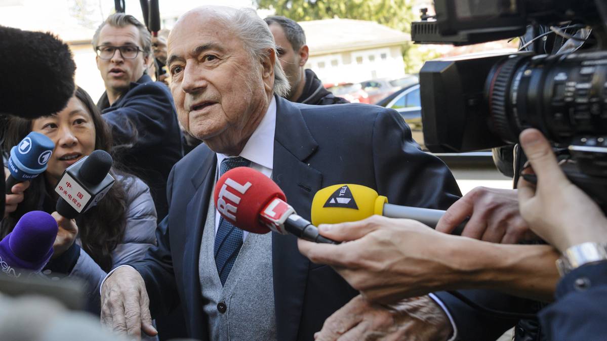 Joseph Blatter, attending to the media