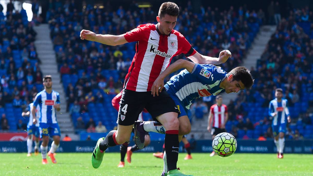 Aymeric Laporte, in a party of the past campaign in front of the Espanyol
