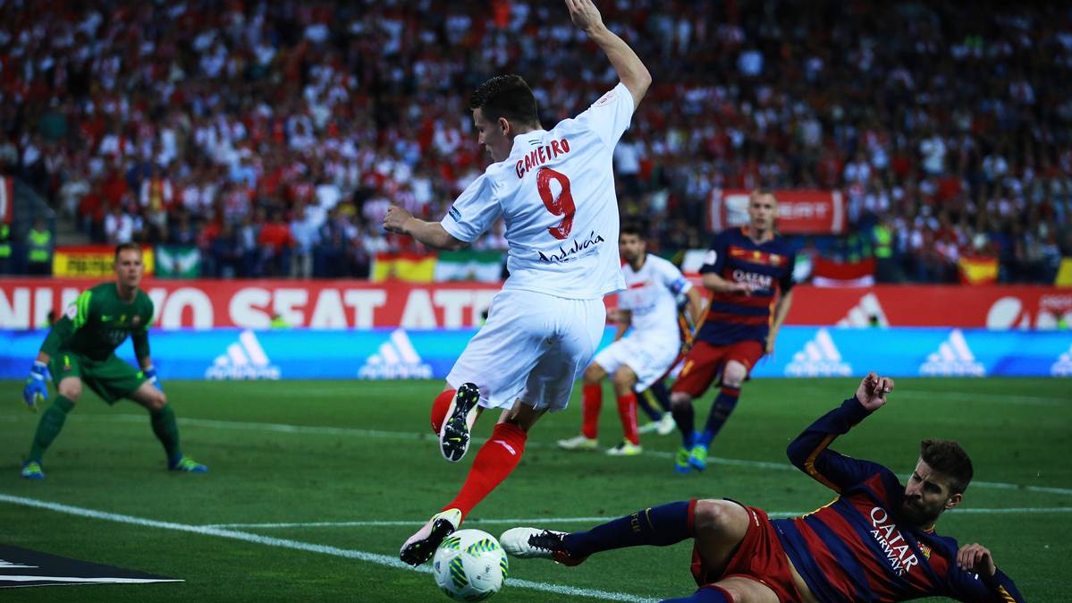 Kevin Gameiro, en la final de Copa del Rey contra el Barça