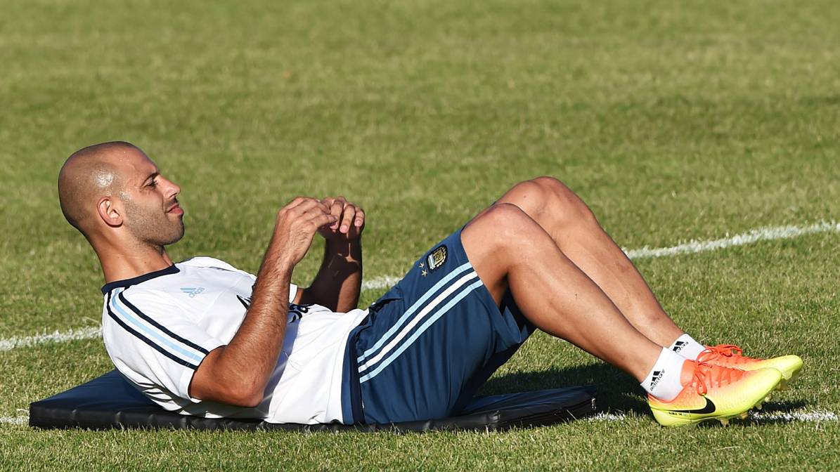 Javier Mascherano, entrenando con la selección de Argentina