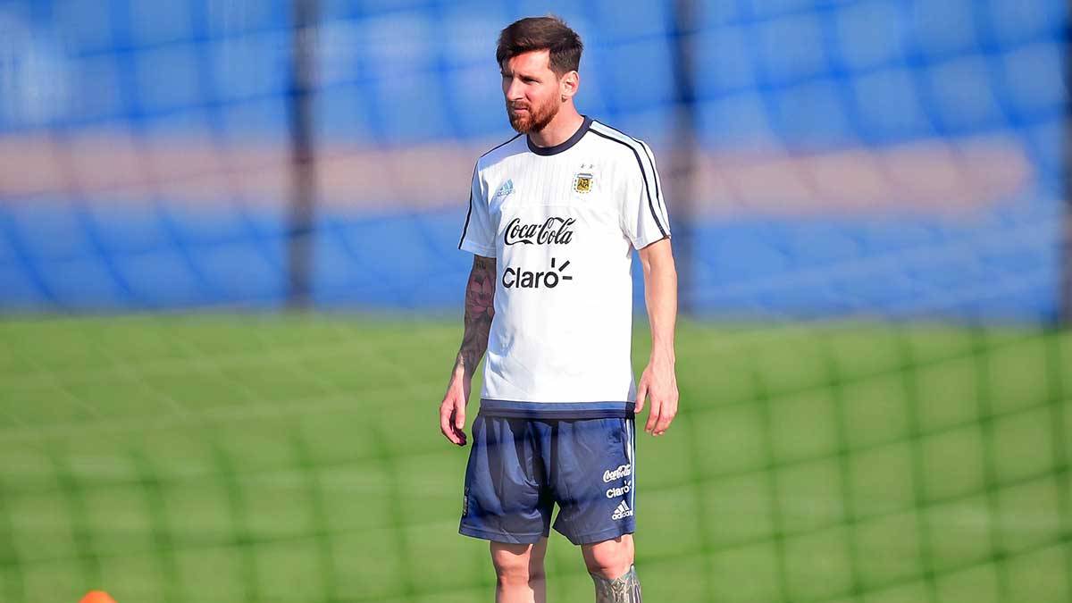 Leo Messi en el último entrenamiento con Argentina