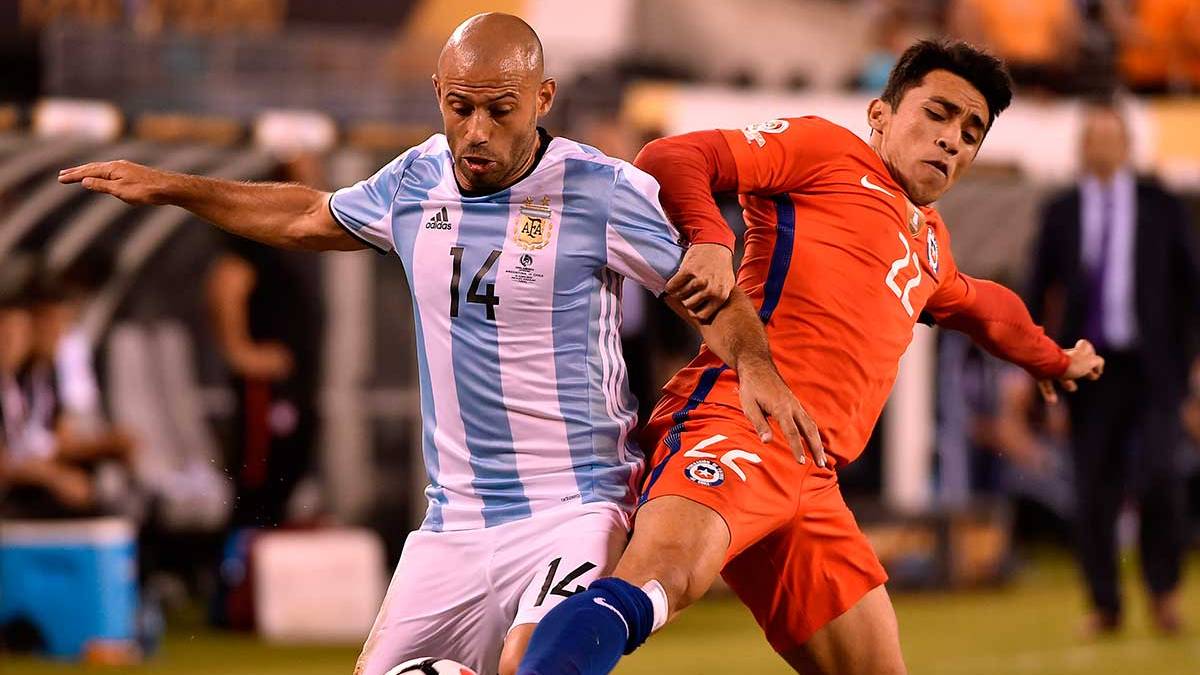 Javier Mascherano during the final in front of Chile