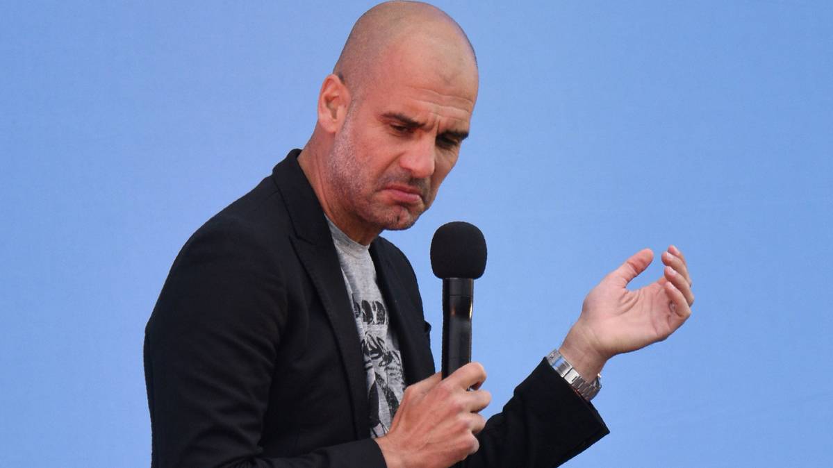 Pep Guardiola, during the presentation with the Manchester City