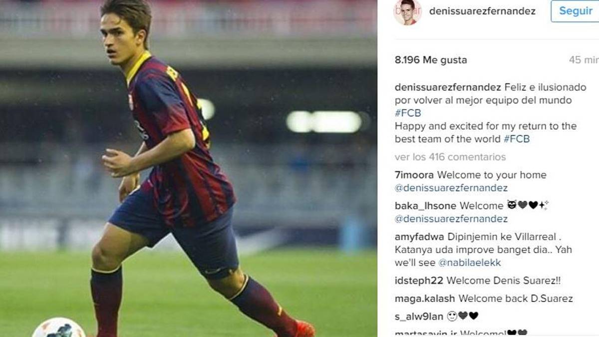 Denis Suárez, radiante por regresar al FC Barcelona