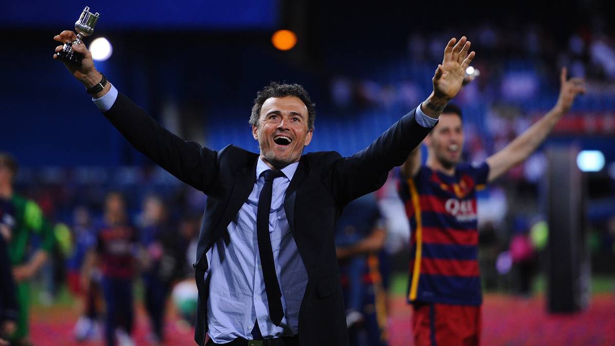 Luis Enrique, celebrating the title of Glass of the King 2015-16
