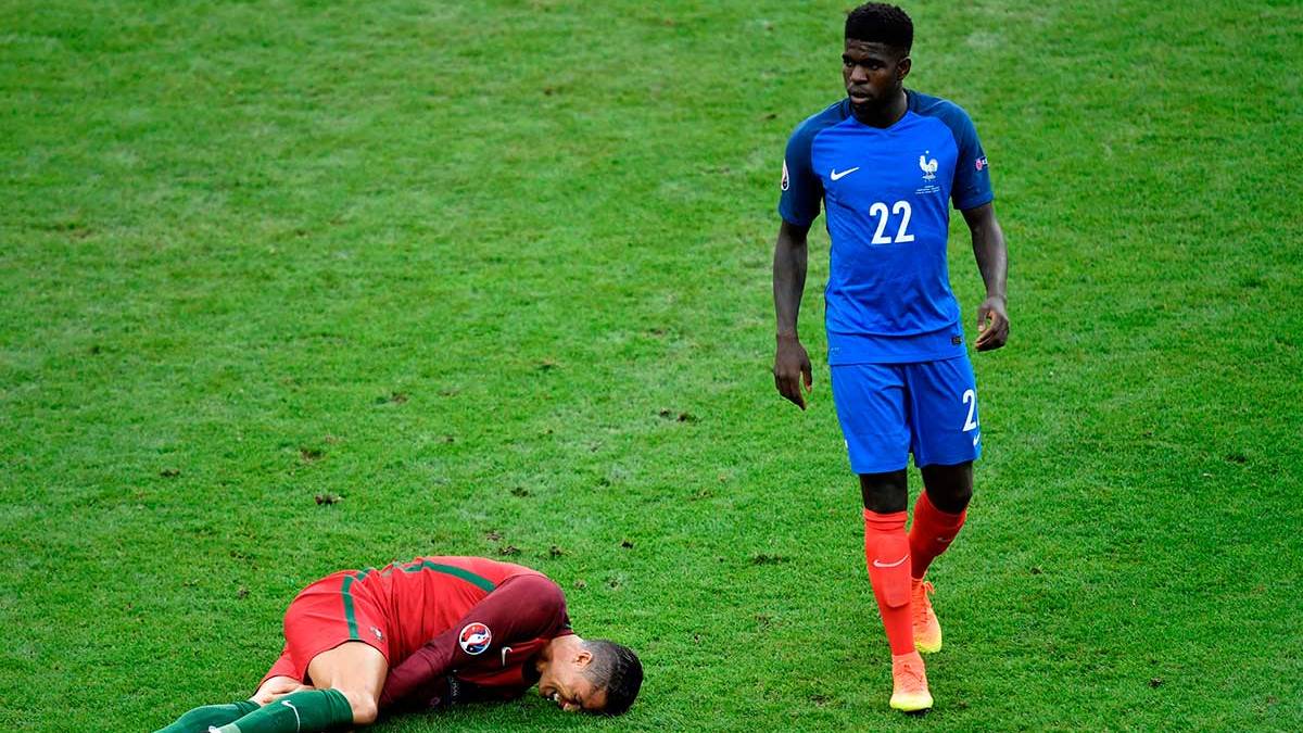 Samuel Umtiti was the face of the France-Portugal and Cristiano Ronaldo, the cross