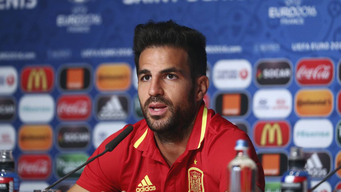 Cesc Fábregas, during a press conference with Spain