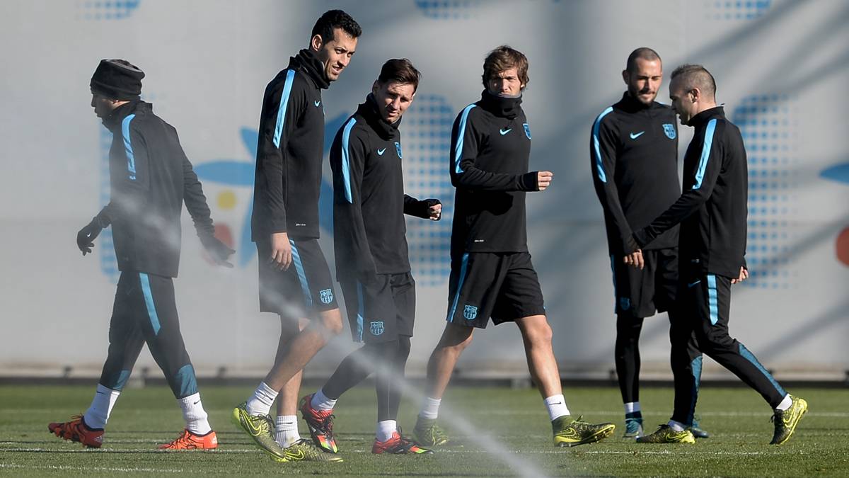 Aleix Vidal and Sergi Roberto, during a training of the Barça