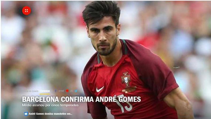 André Gomes, in the cover of the Record "newspaper" this Friday