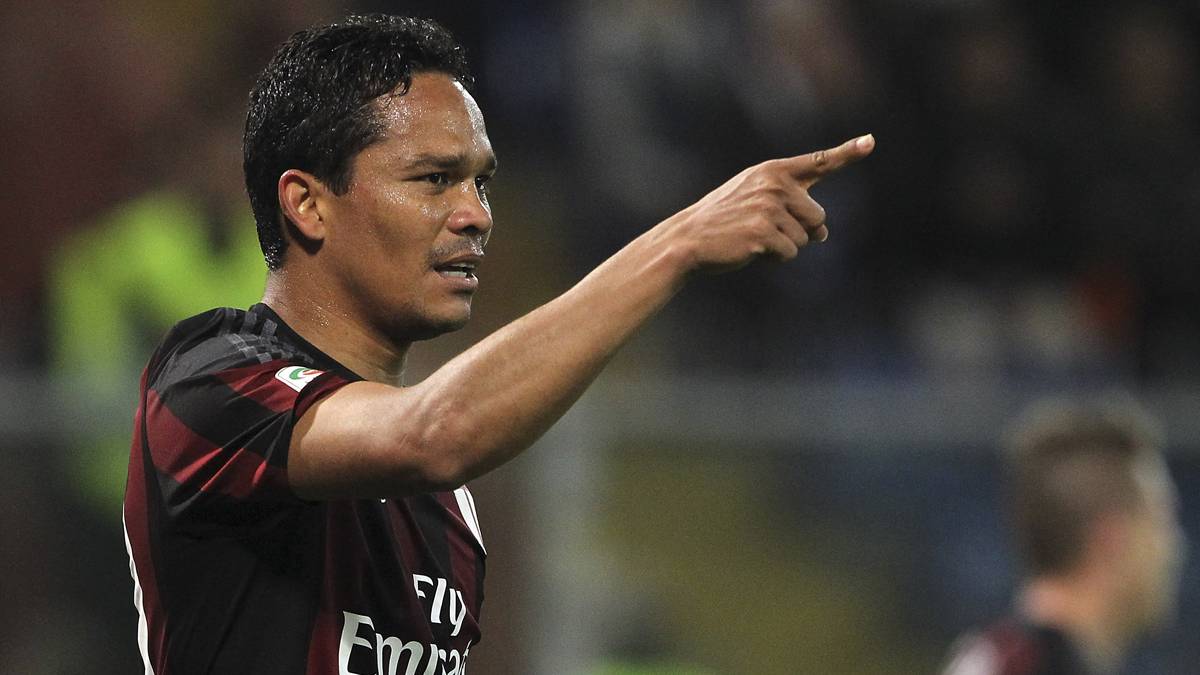 Carlos Bacca, celebrating a marked goal with the AC Milan