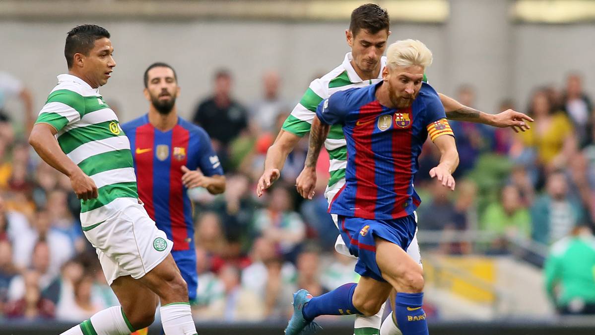 Leo Messi, durante una jugada del partido contra el Celtic