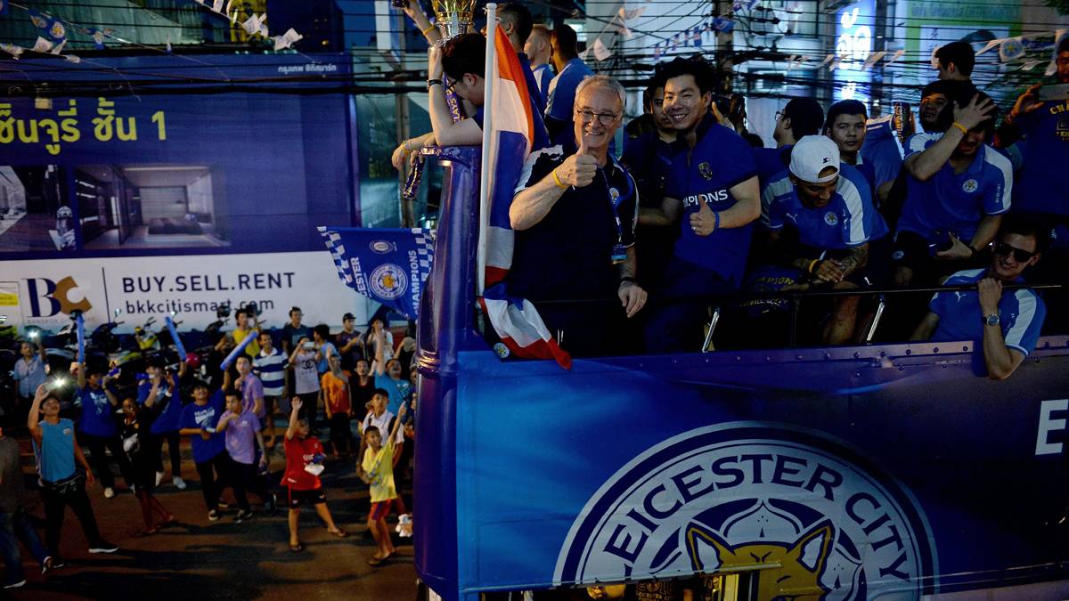 Leicester City, celebrando el título de la Premier League 2015-16
