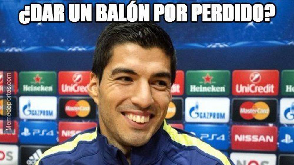 Luis Suárez, in a "meme" after the party against the Leicester City