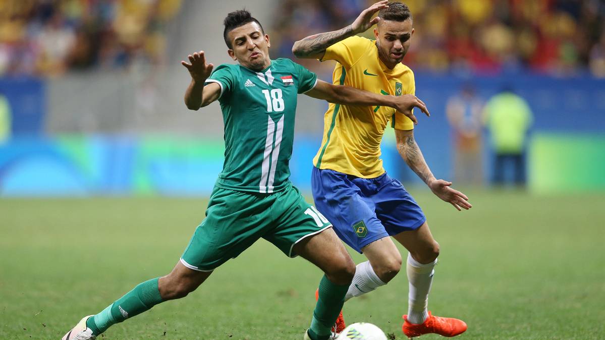 Luan, durante el partido de Brasil contra la selección de Irak