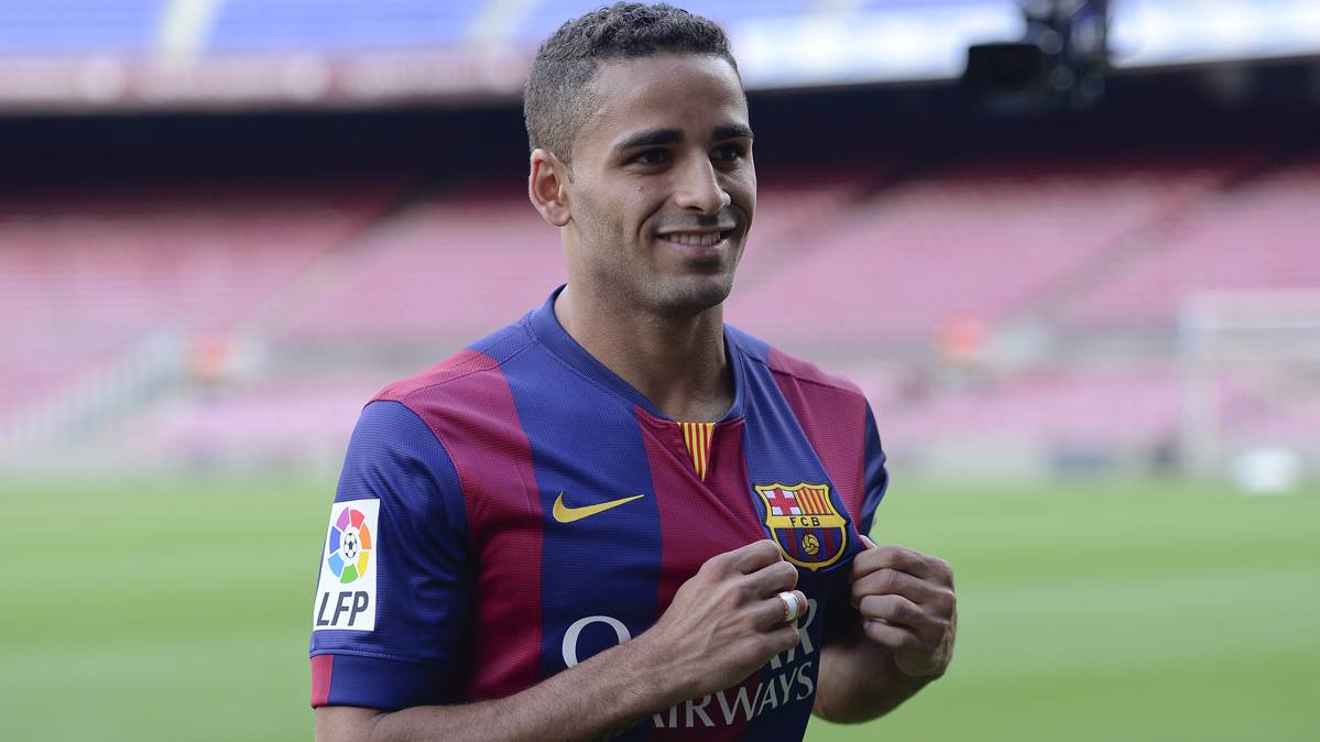 Douglas Pereira, in an image of when it was presented by the Barça