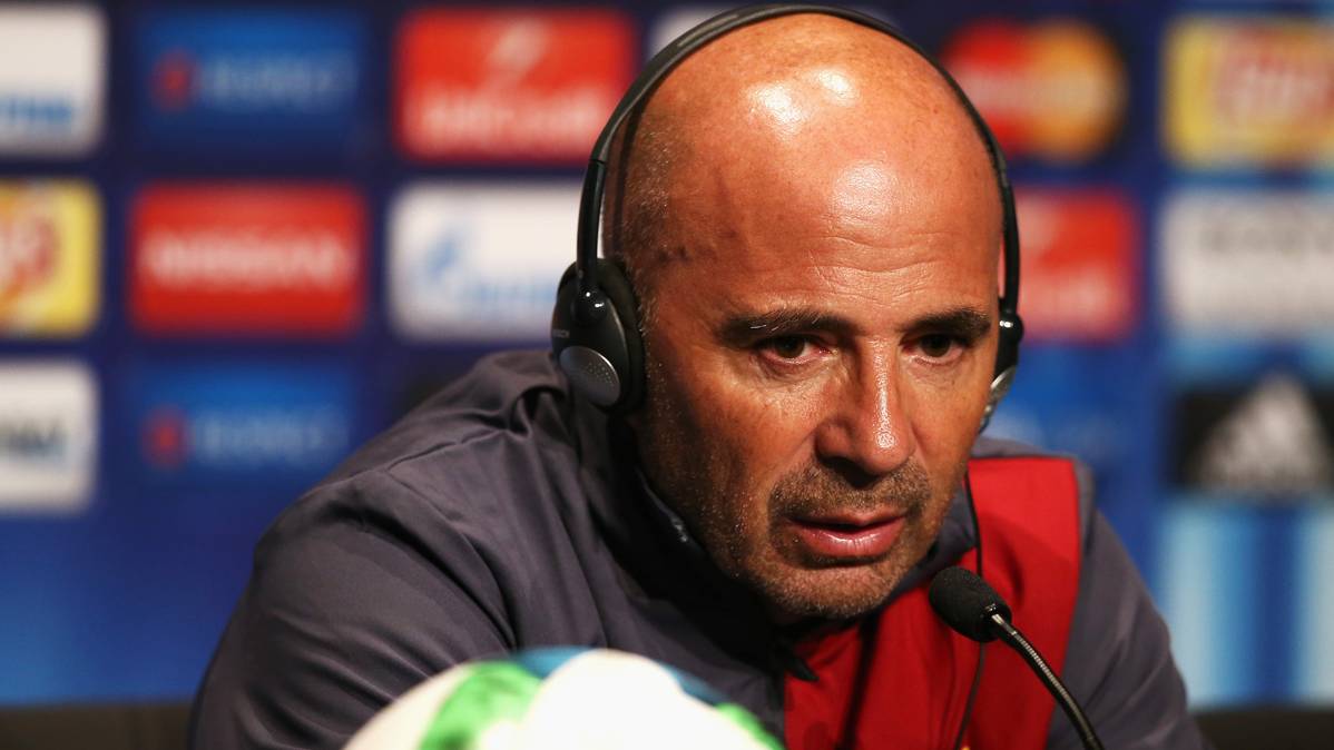 Jorge Sampaoli, during an appearance of press with the Seville