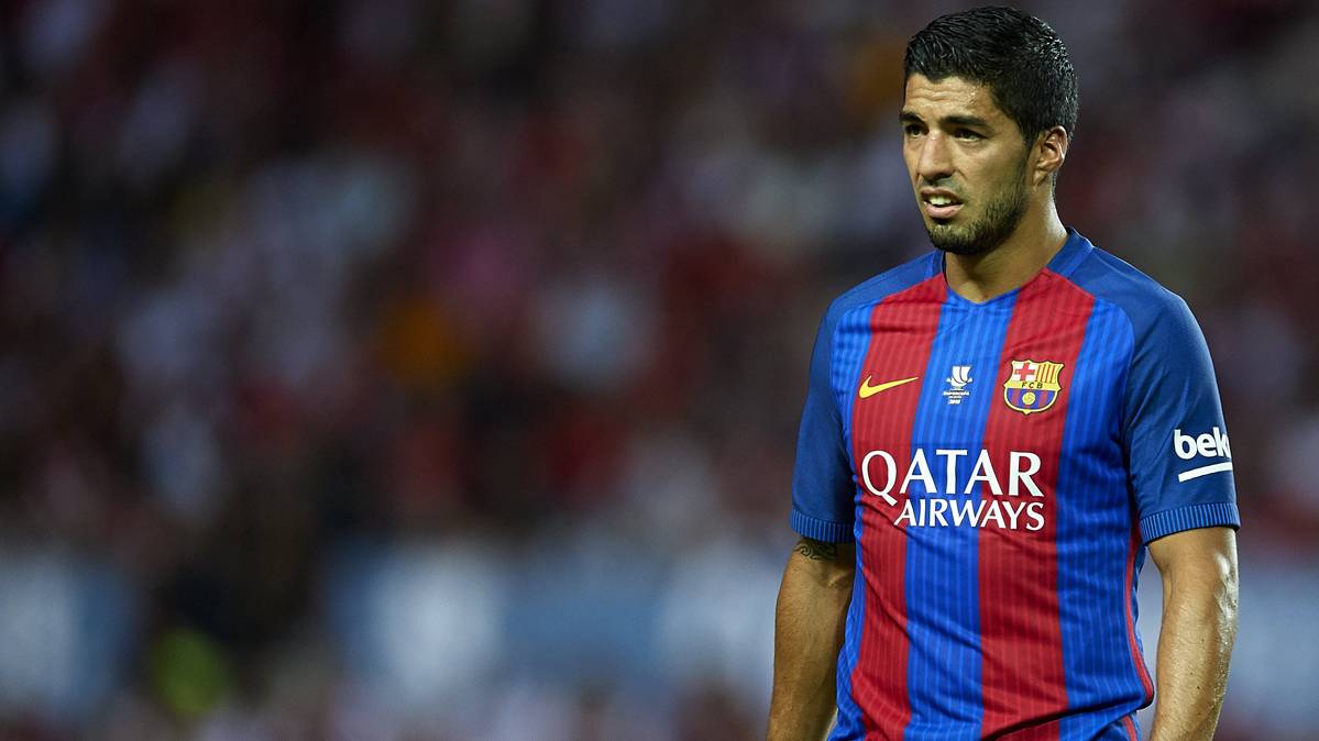 Luis Suárez, durante el partido contra el Sevilla en el Pizjuán