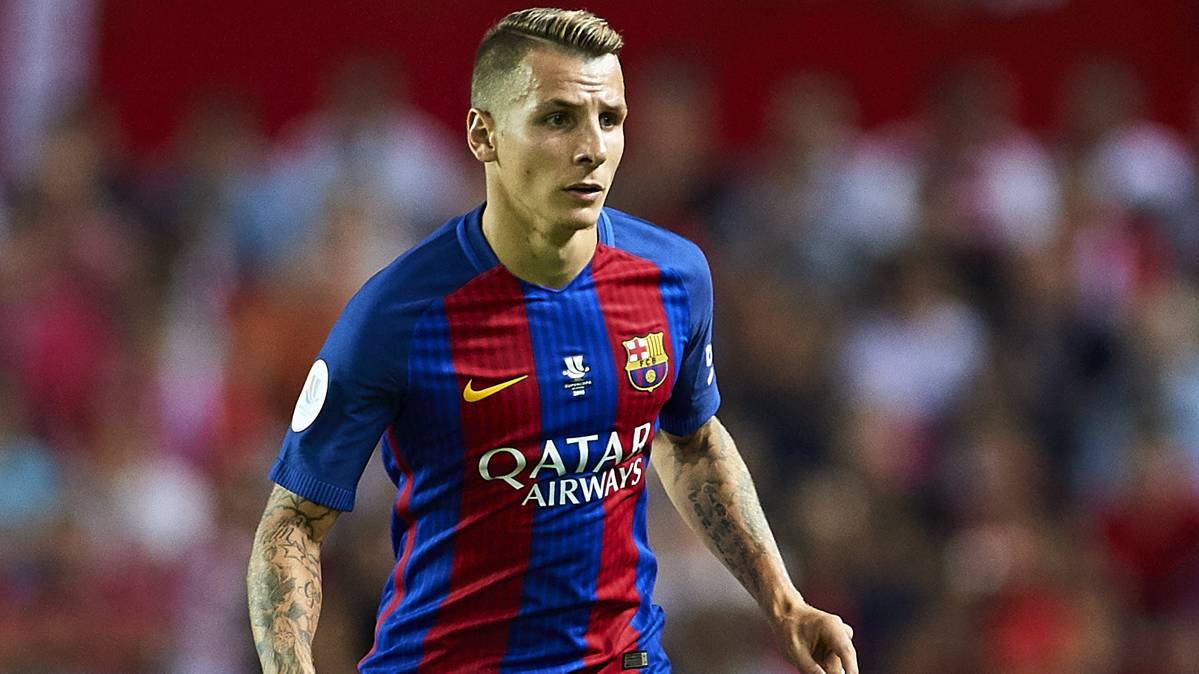 Lucas Digne, during the gone of the Supercopa against the Seville