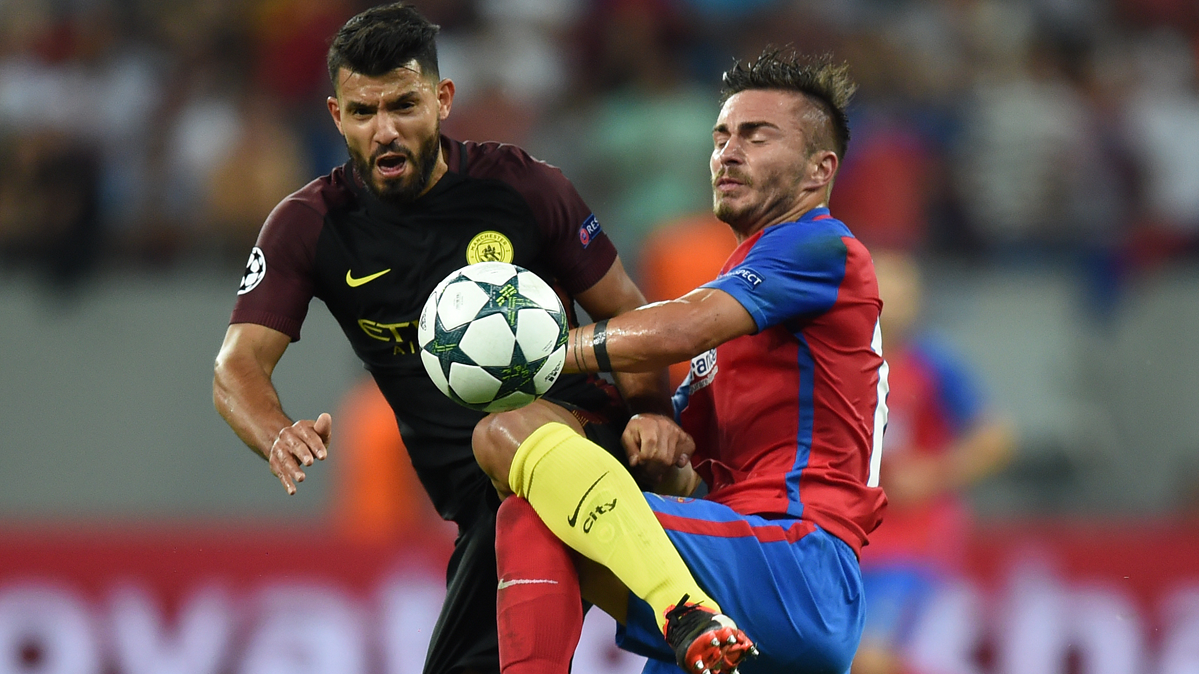 Sergio Agüero, in an action during the party against the Steaua