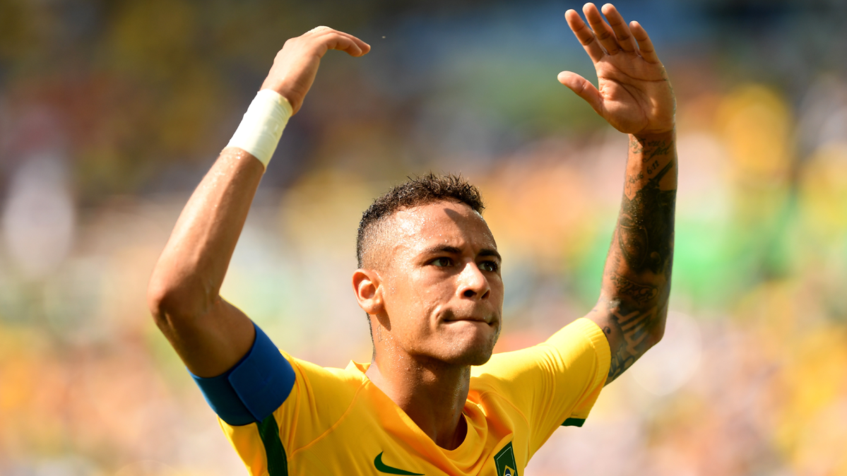 Neymar Jr, celebrating the goleada of Brazil to Honduras
