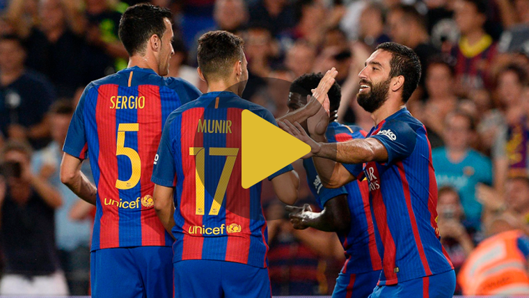 Arda Turan, celebrando uno de sus goles anotados al Sevilla