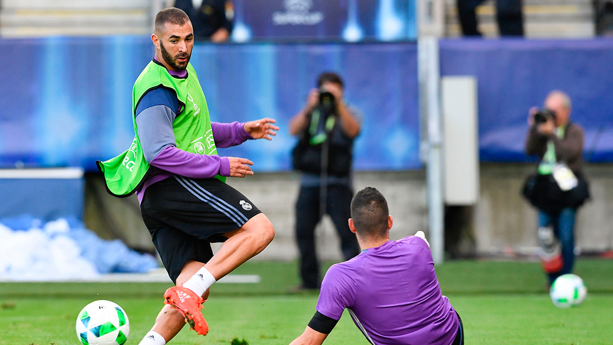 Karim Benzema. In a training with the Real Madrid