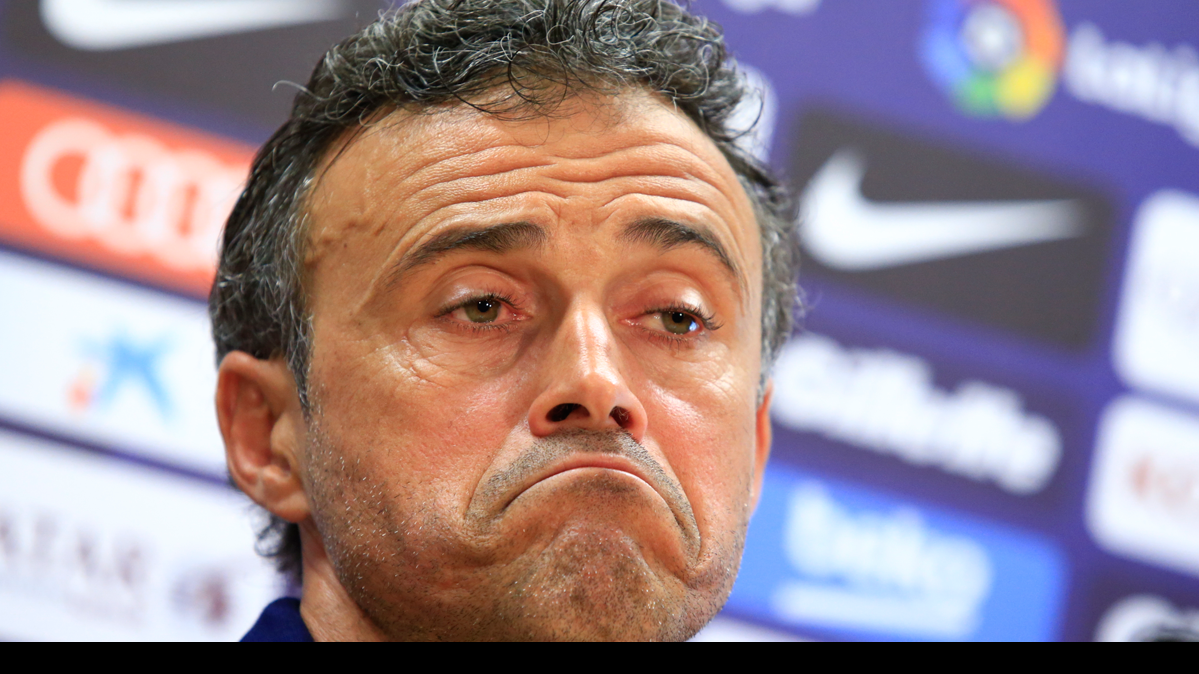 Luis Enrique, appearing in press conference