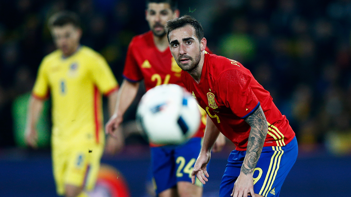 Paco Alcácer, during a friendly with the Spanish selection