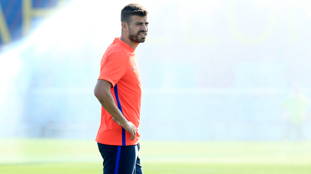 Gerard Hammered, during a session of training with the Barça