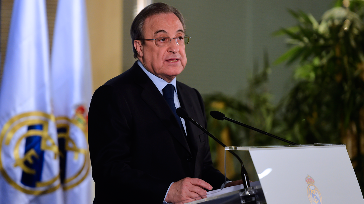 Florentino Pérez, durante una comparecencia con el Real Madrid