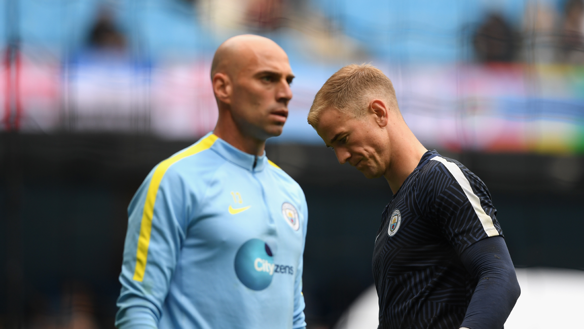 Joe Hart and Willy Cavalier, before a party of the Manchester City