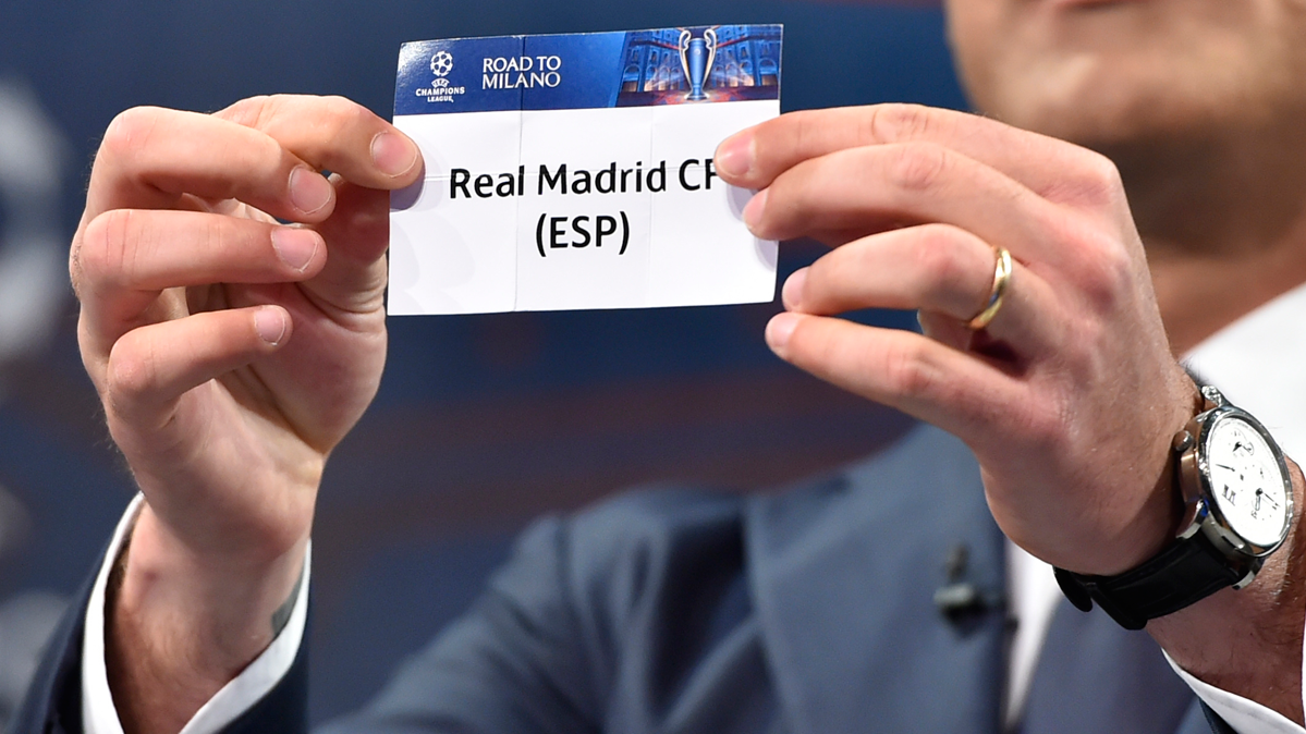 The Real Madrid, in one of the balls of the draw of UEFA Champions League