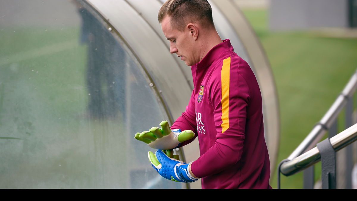 Marc-André Ter Stegen, before a train with the FC Barcelona