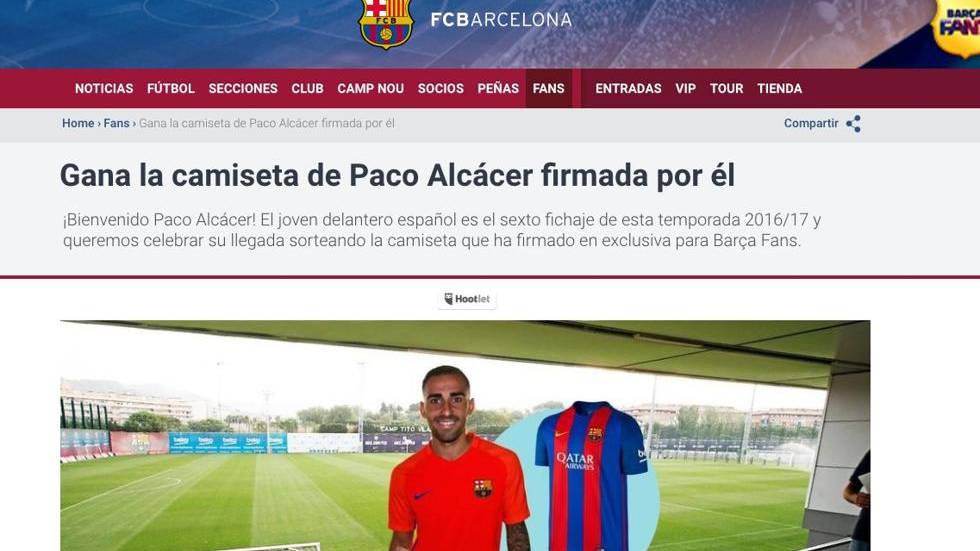 Al Barça se le coló una noticia con Paco Alcácer con un polo del FC Barcelona