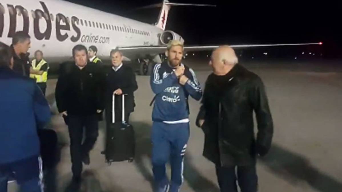 Leo Messi a su llegada a Mendoza