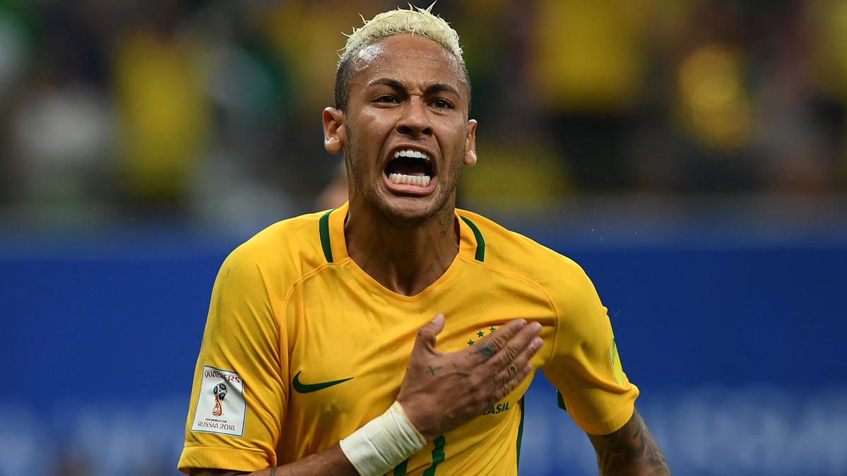 Neymar Jr, justo después de marcar un golazo contra Colombia