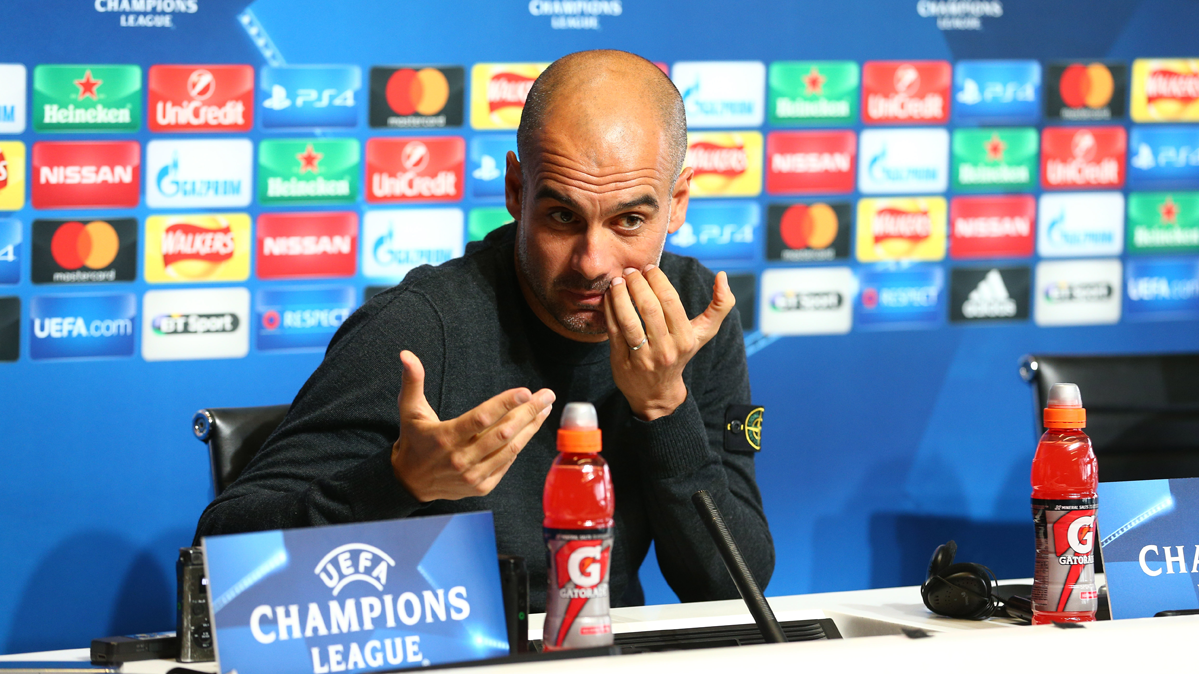 Pep Guardiola, appearing in press conference with the City
