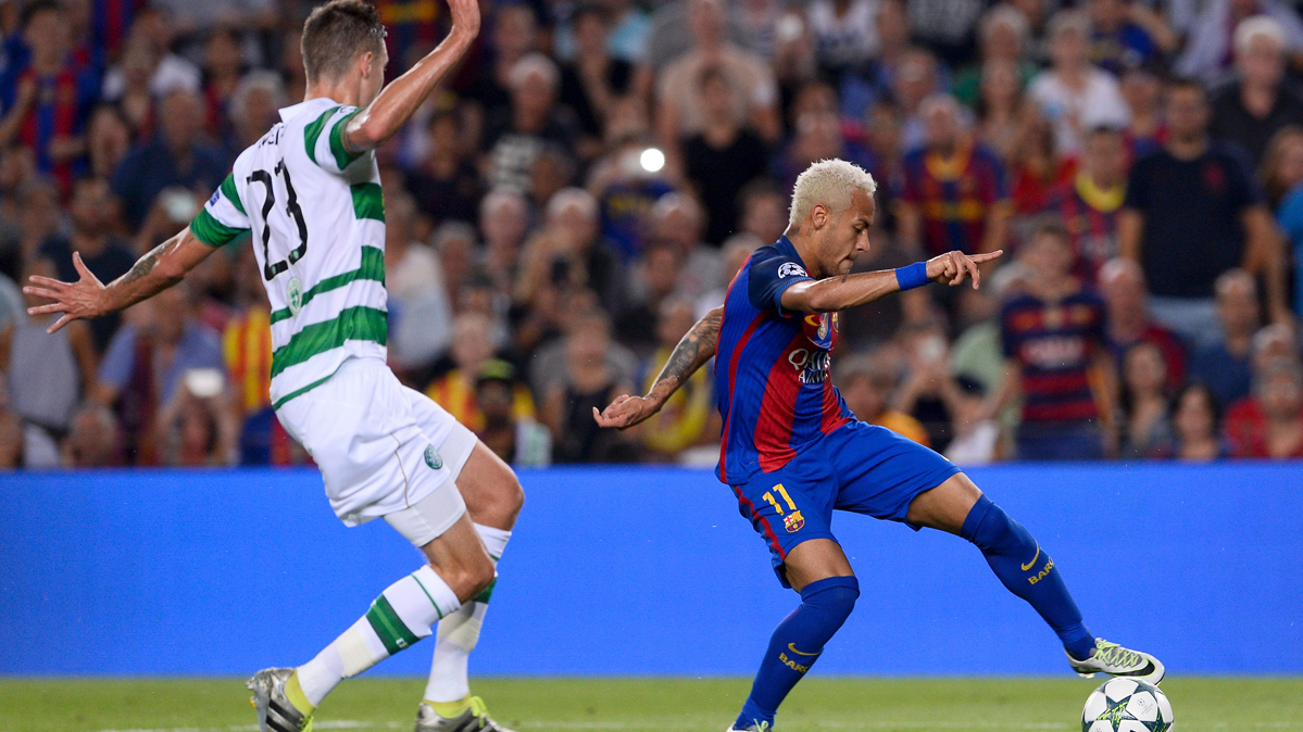 Neymar Jr, during the party against the Celtic of Glasgow