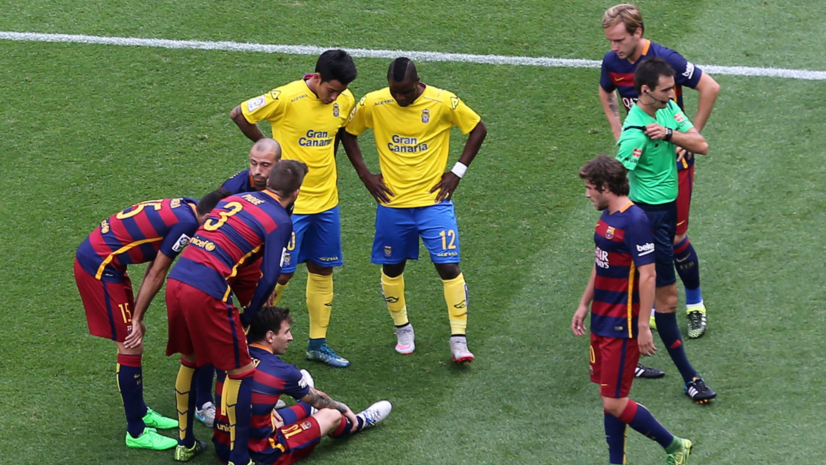 Leo Messi, lesionado en el Camp Nou contra el Las Palmas la pasada campaña