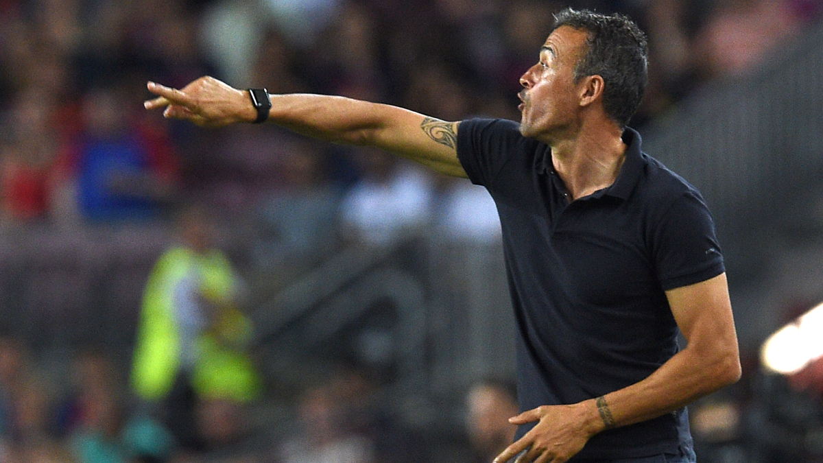 Luis Enrique, during the first-half of the Barça-Celtic