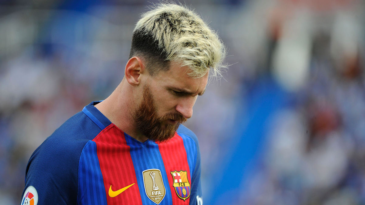 Leo Messi, durante el partido contra el Leganés en Butarque