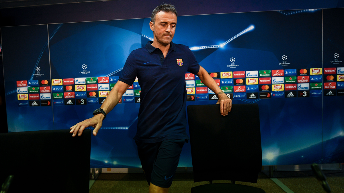 Luis Enrique, just before a press conference with the FC Barcelona