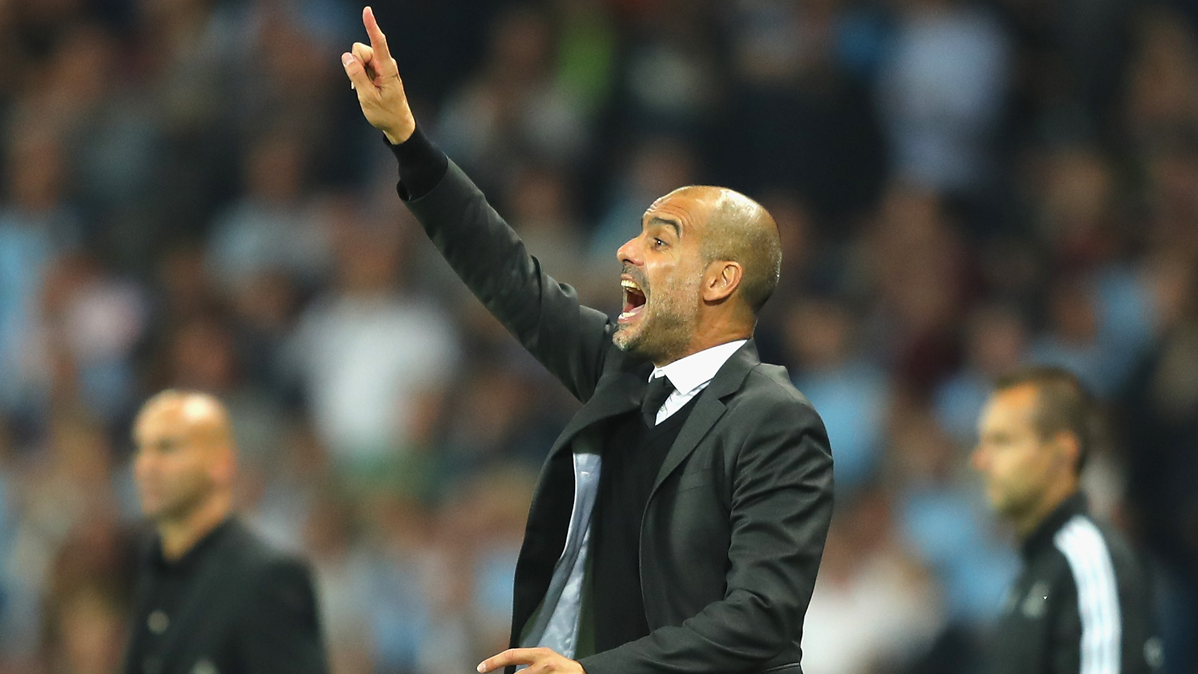 Pep Guardiola, directing to the Manchester City against the Borussia M'Gladbach