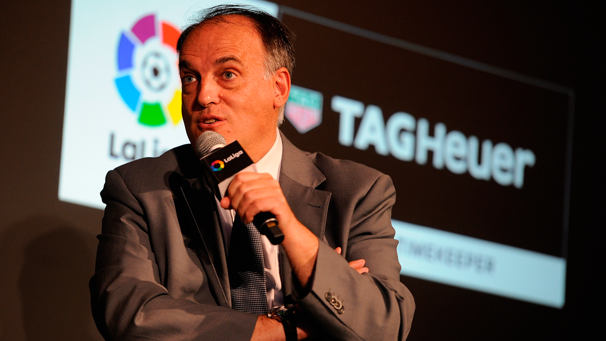 Javier Thebes, during the act of presentation of a new sponsor of the League