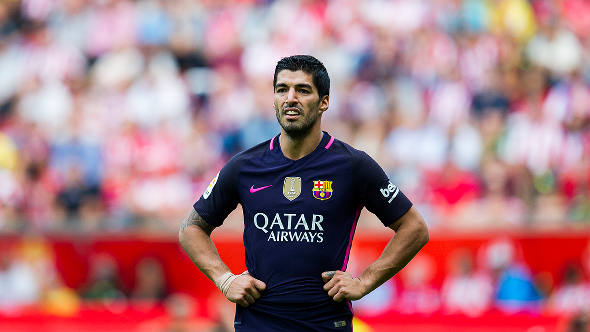 Luis Suárez, in a flash during the Sporting of Gijón-FC Barcelona
