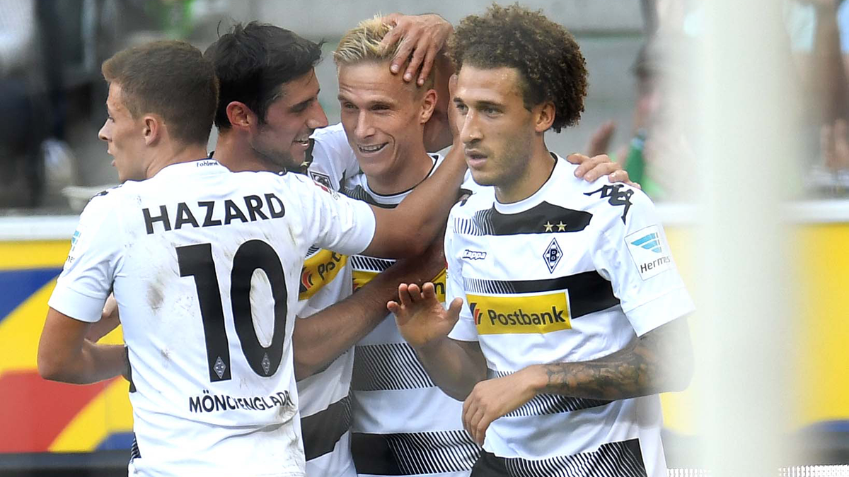 The Borussia M'Gladbach, celebrating a marked goal to the Ingolstadt